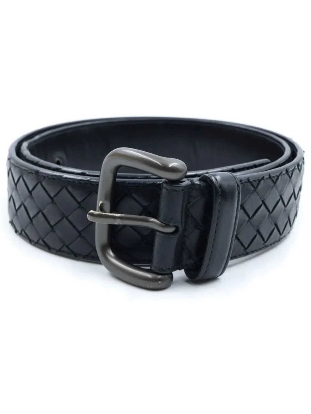 Bottega Veneta Intrecciato Braided Leather Belt Black